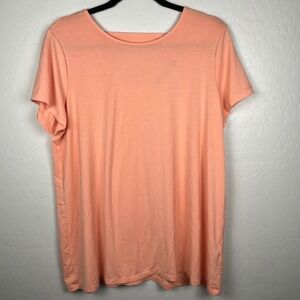 Susan Graver Weekend V-Neck Tunic Top Relaxed‎ Fit Peach XL